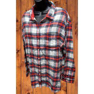 Vintage American Eagle Flannel Button Down 1977-1985 logo Red White Blue